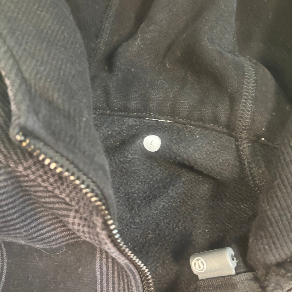 Lululemon Kung Fu Hoodie Mens Large grey Black Plaid Excellent Full Zip Fleece - Picture 4 of 5